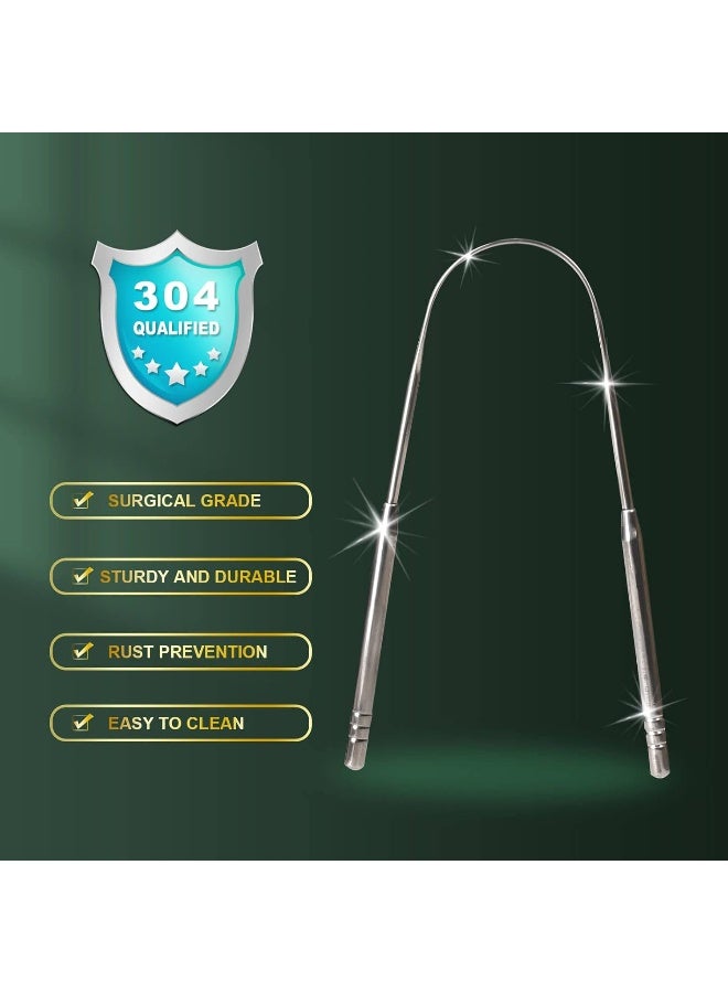 Bealihelp 2 Pack Tongue Scraper, 100% Surgical 304 Stainless Steel Tongue Cleaner for Adults And Kids, Professional Tongue Brush for Oral Care, Improve Bad Breath and Fresh Breath - Image 3